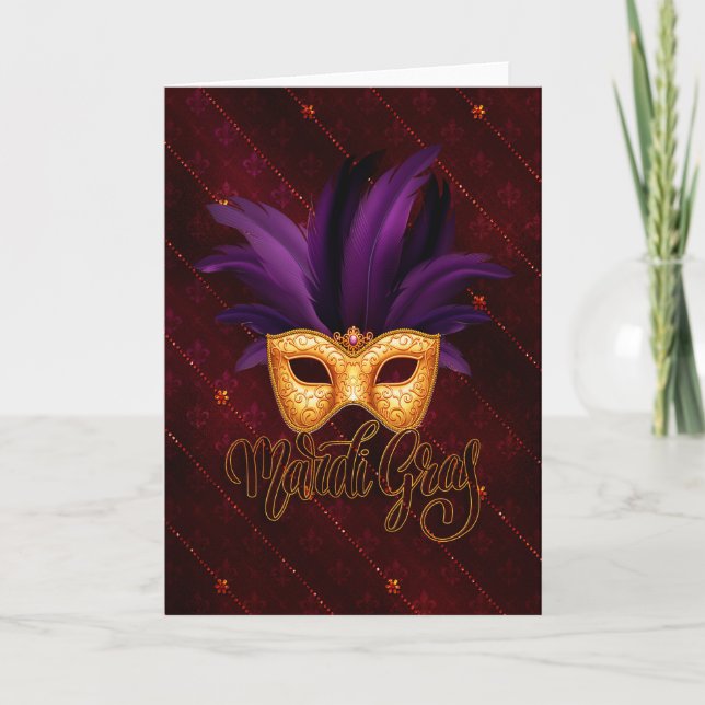 Mardi Gras Grußkarte, Mardi Gras Maske Karte (Vorderseite)