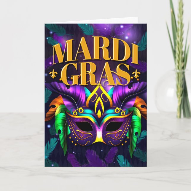 Mardi Gras Grußkarte, Mardi Gras Maske Karte (Vorderseite)