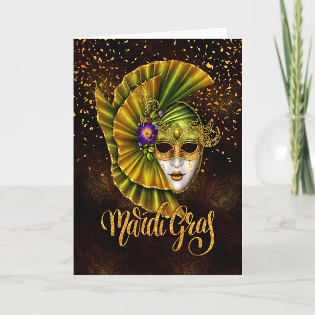 Mardi Gras Grußkarte, Mardi Gras Maske Karte (Vorderseite)