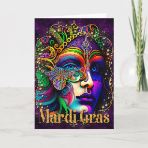 Mardi Gras Grußkarte, Mardi Gras Maske Karte