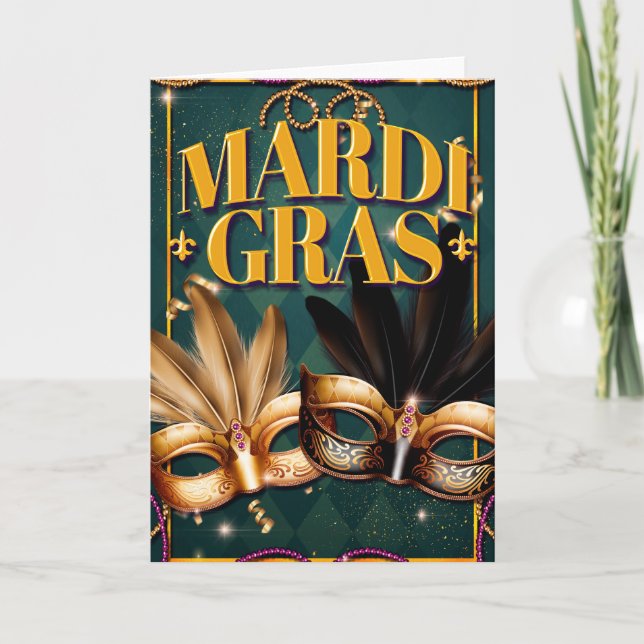 Mardi Gras Grußkarte, Mardi Gras Masken Karte (Vorderseite)