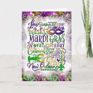 Mardi Gras Grußkarte, Mardi Gras Redewendungen Karte