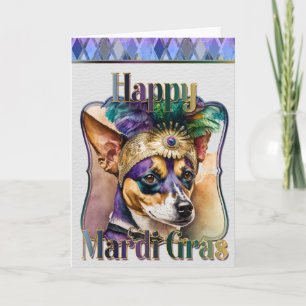 Mardi Gras Grußkarte, Mardi Gras Terrier Karte