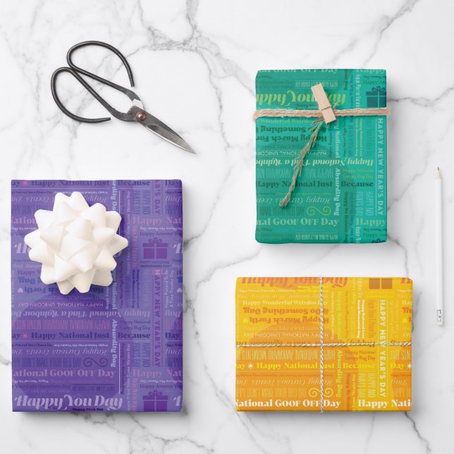 Mardi Gras Happy Days Wrapping Paper Geschenkpapier Set (Vorderseite)