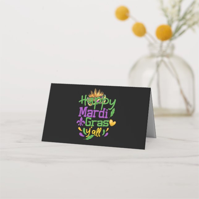 Mardi Gras - Happy Mardi Gras Y'all Throw Platzkarte (Vorderseite)
