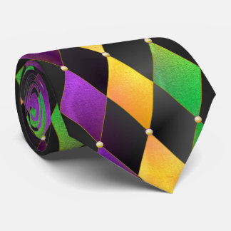 Mardi Gras Harlekin Diamant Lila Grün Gold Krawatte
