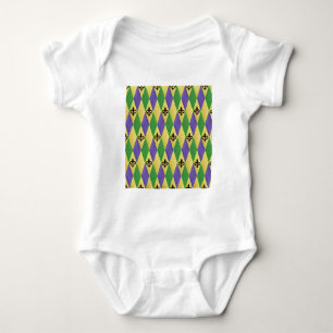 Mardi Gras Harlekin Fleur De Lis Baby Strampler