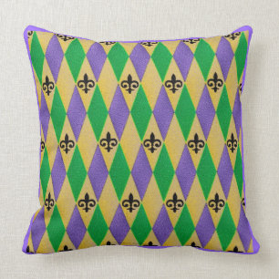 Mardi Gras Harlekin Fleur De Lis Kissen