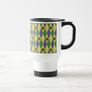 Mardi Gras Harlekin Fleur De Lis Reisebecher