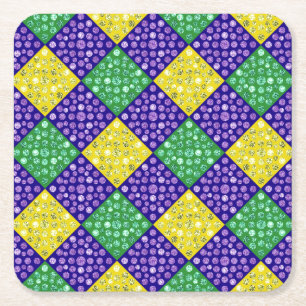 Mardi Gras Harlequin Diamond Karnevalsmuster Rechteckiger Pappuntersetzer
