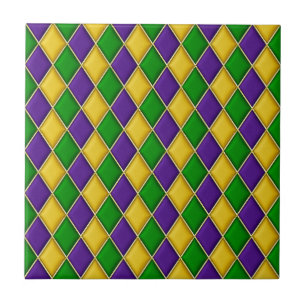 Mardi Gras Harlequin Diamond Pattern Tiles Fliese