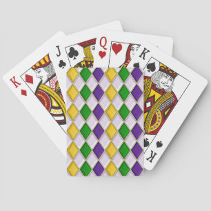 Mardi Gras Harlequin Diamond Pattern White Spielkarten