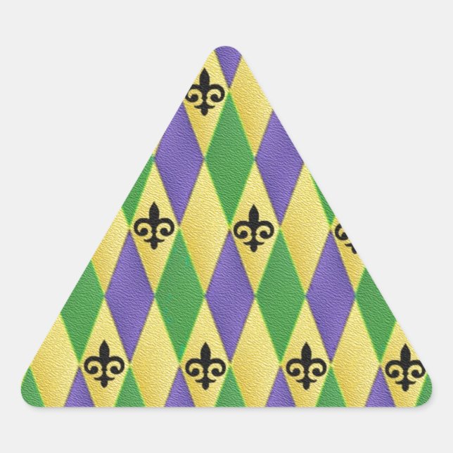Mardi Gras Harlequin Lilie Dreieckiger Aufkleber (Vorderseite)