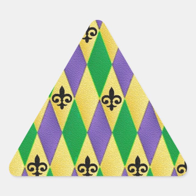 Mardi Gras Harlequin Lilie Dreieckiger Aufkleber (Vorderseite)