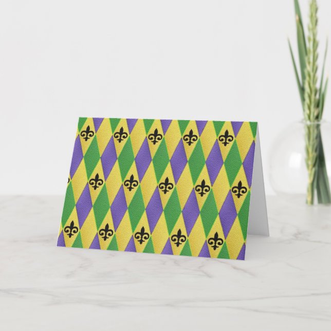Mardi Gras Harlequin Lilie Karte (Vorderseite)