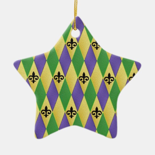 Mardi Gras Harlequin Lilie Keramik Ornament (Vorne)