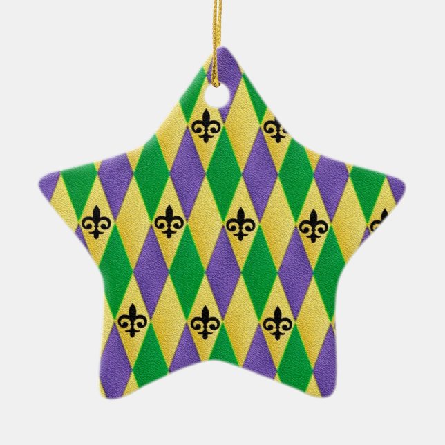 Mardi Gras Harlequin Lilie Keramikornament (Vorne)