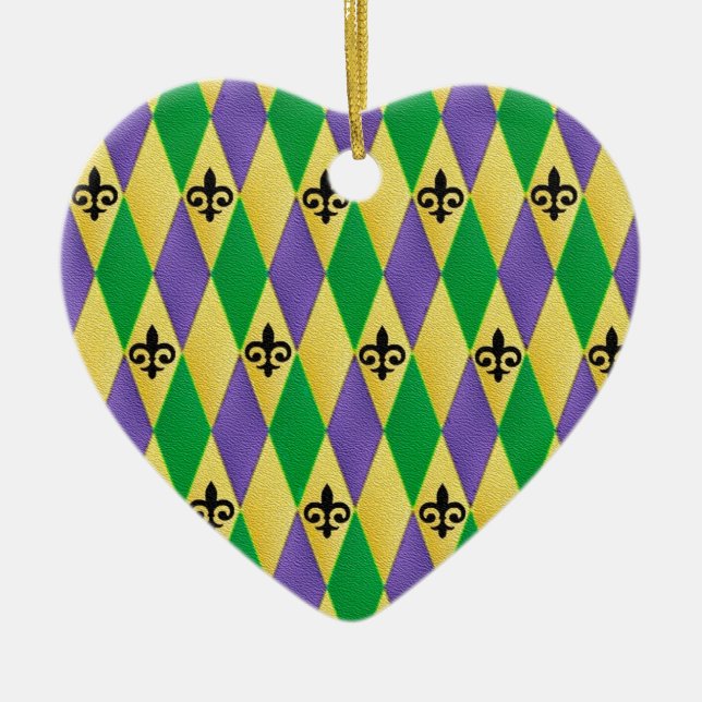 Mardi Gras Harlequin Lilie Keramikornament (Vorne)