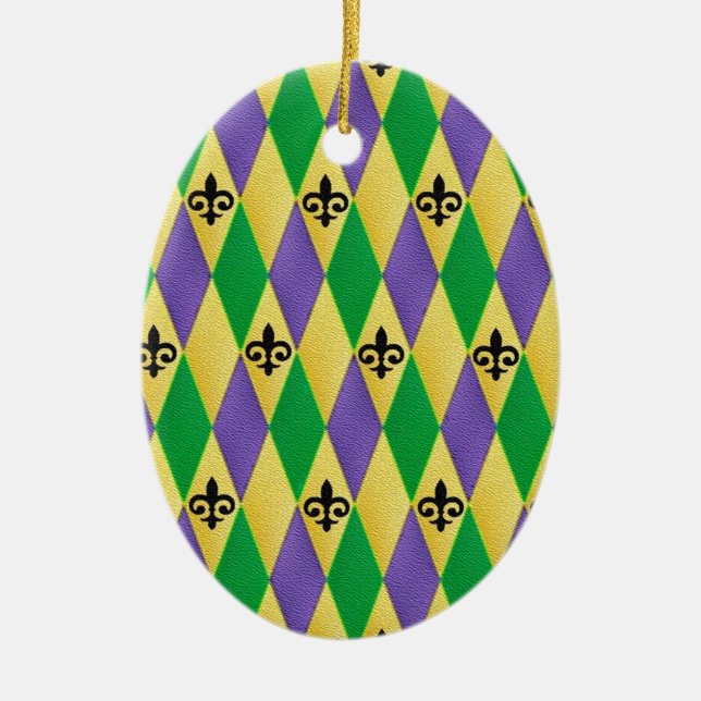 Mardi Gras Harlequin Lilie Keramikornament (Vorne)