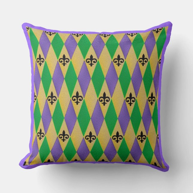 Mardi Gras Harlequin Lilie Kissen (Vorderseite)