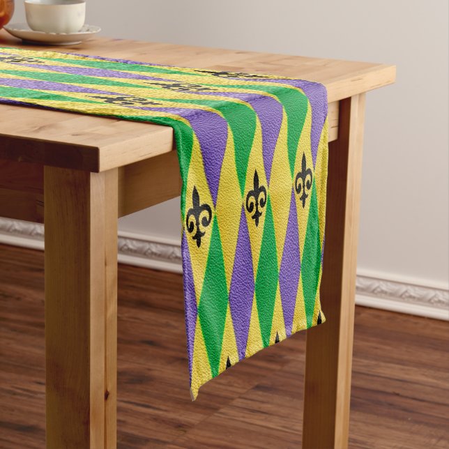 Mardi Gras Harlequin Lilie Kurzer Tischläufer (Beispiel)