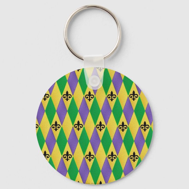 Mardi Gras Harlequin Lilie Schlüsselanhänger (Vorderseite)