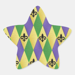 Mardi Gras Harlequin Lilie Stern-Aufkleber