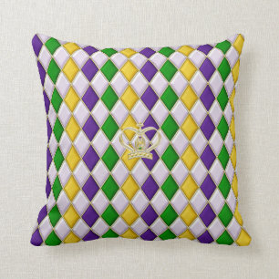 Mardi Gras Harlequin Muster 3 w/kronenförmige Kiss Kissen