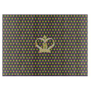 Mardi Gras Harlequin Muster mit goldener Krone Schneidebrett