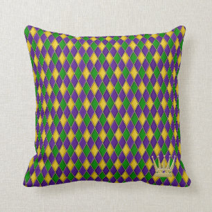 Mardi Gras Harlequin Muster mit Kronen-Kronen-Kiss Kissen
