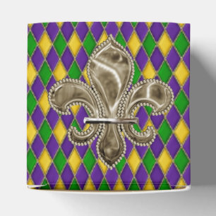 Mardi Gras Harlequin-Muster mit Lilie Geschenkschachtel