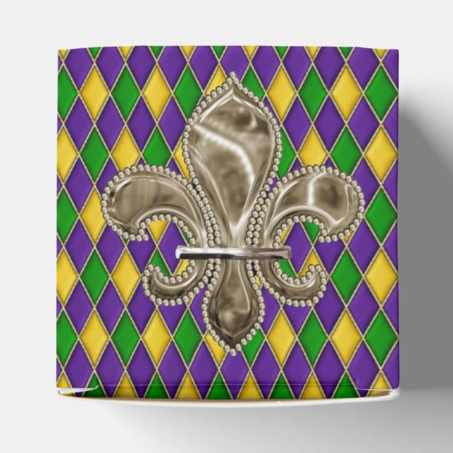 Mardi Gras Harlequin-Muster mit Lilie Geschenkschachtel (Oben)