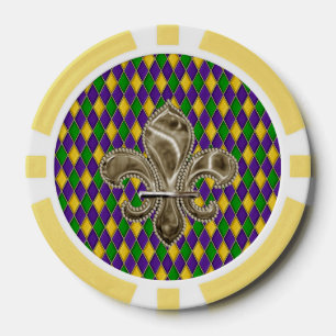 Mardi Gras Harlequin Muster mit Lilie Pokerchips