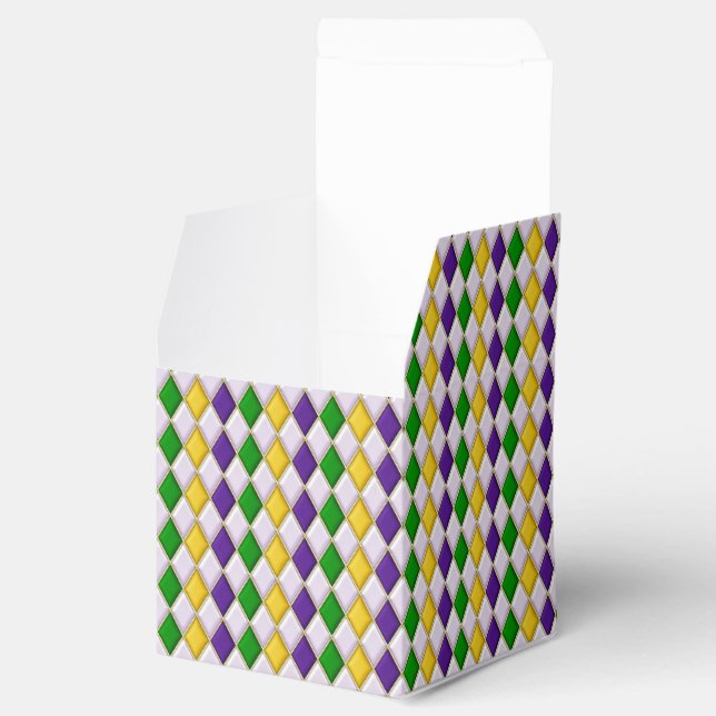 Mardi Gras Harlequin pattern2 mit Crown2 Geschenkschachtel (Geöffnet)