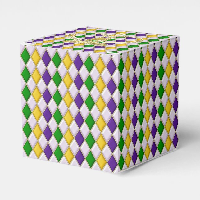 Mardi Gras Harlequin pattern2 mit Crown Geschenkschachtel (Vorderseite)
