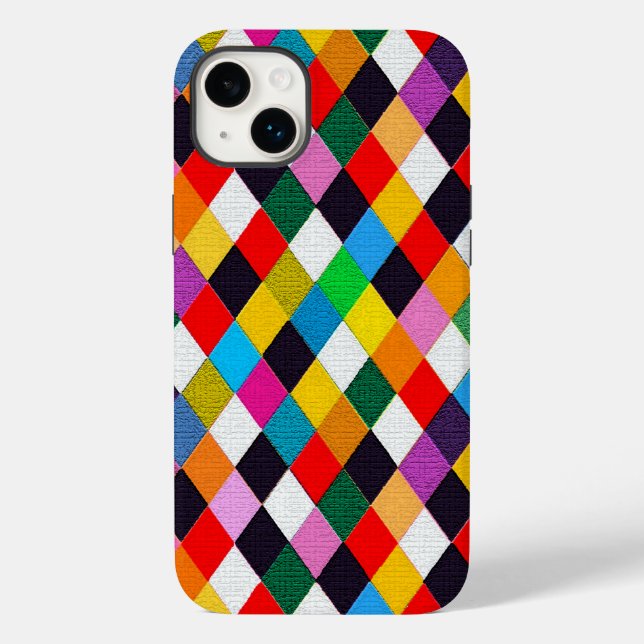 MARDI GRAS HARLEQUIN PATTERN Farbenfrohe Rhombi Case-Mate iPhone 14 Plus Hülle (Rückseite)