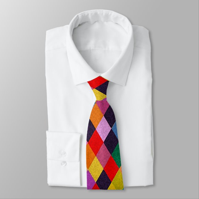 MARDI GRAS HARLEQUIN PATTERN Farbenfrohe Rhombi Krawatte (Gebunden)