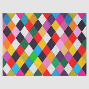 MARDI GRAS HARLEQUIN PATTERN Farbenfrohe Rhombi Seidenpapier