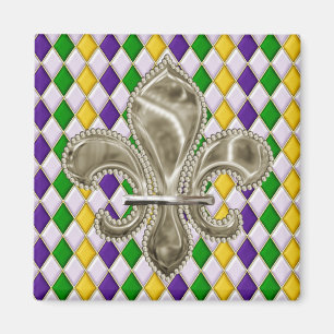 Mardi Gras Harlequin Pattern Lilie Magnet