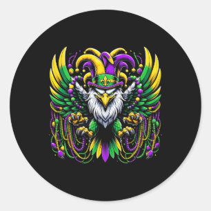 Mardi Gras Harpy Eagle Jester Runder Aufkleber