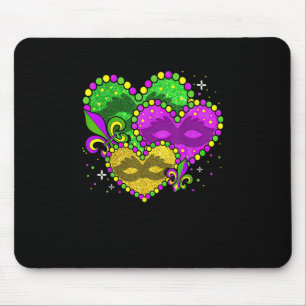 Mardi Gras Heart Fleur-de-lys Symbol Mardi Gras Mousepad
