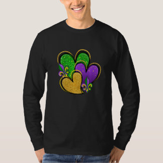 Mardi Gras Hearts Love Fleur De Lys Mardi Gras Par T-Shirt