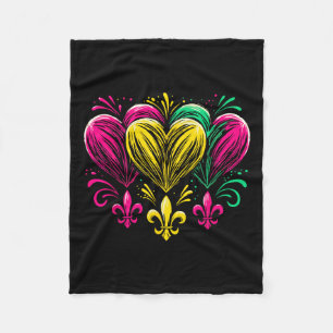 Mardi Gras Hearts Niedlich Outfit Women Girls 2025 Fleecedecke