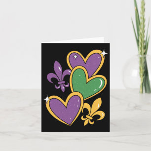 Mardi Gras Hearts Women Girls Kinder Kleinkind Karte