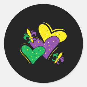 Mardi Gras Herz Outfit Girls Kind Runder Aufkleber