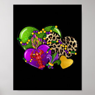 Mardi Gras Herzen Süße Outfit Frauen Mädchen Kinde Poster