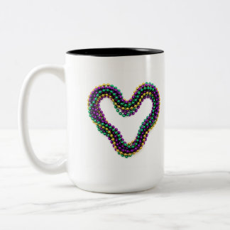 Mardi Gras Herzperlen Violett Gold Grün Festlich  Zweifarbige Tasse