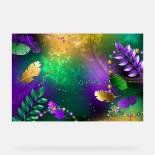 Mardi-Gras-Hintergrund mit Perlen Acrylschild