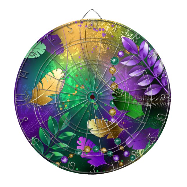 Mardi-Gras-Hintergrund mit Perlen Dartscheibe (vorne)