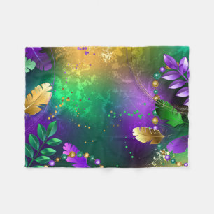 Mardi-Gras-Hintergrund mit Perlen Fleecedecke
